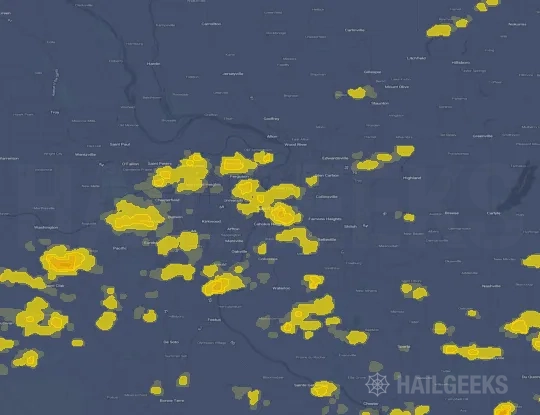 Hail map for Saint Louis, MO