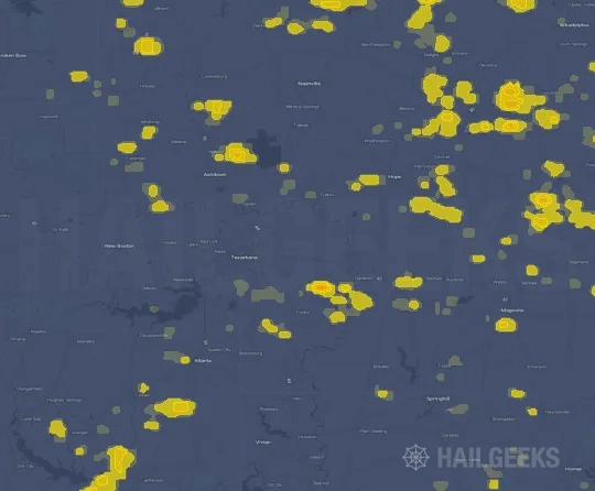 Hail map for Texarkana, AR