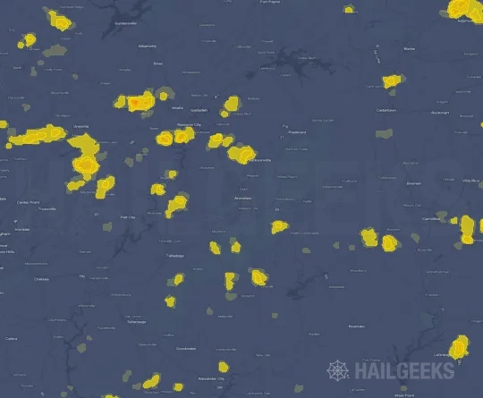 Hail map for Anniston, AL