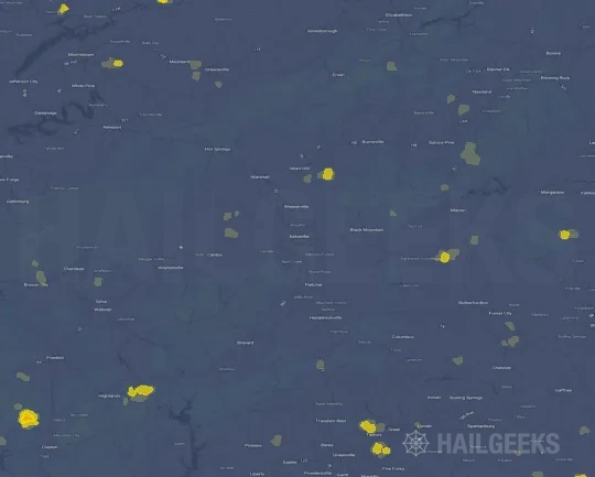 Hail map for Asheville, NC