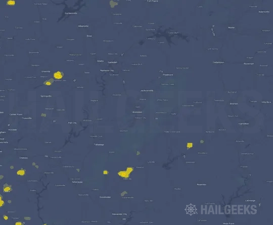 Hail map for Anniston, AL