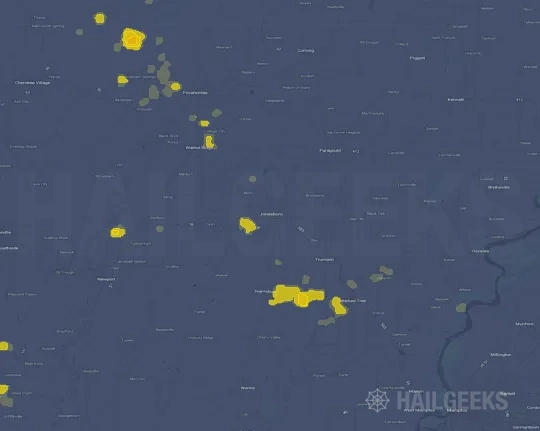 Hail map for Jonesboro, AR