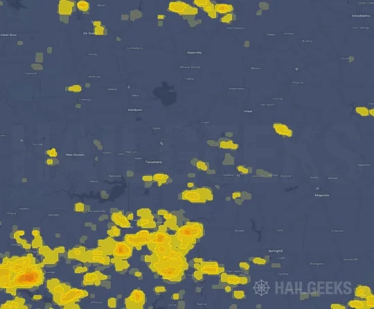 Hail map for Texarkana, AR