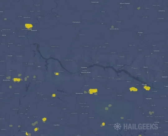 Hail map for Florence, AL