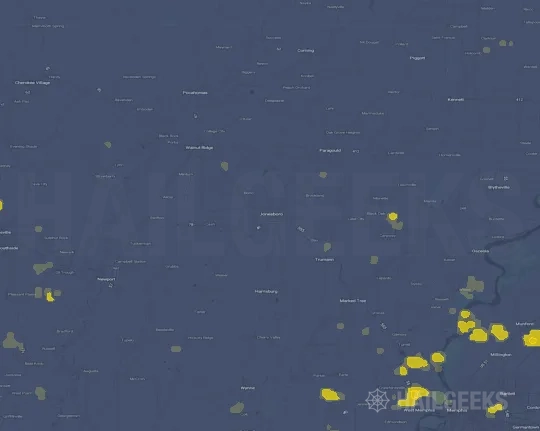 Hail map for Jonesboro, AR