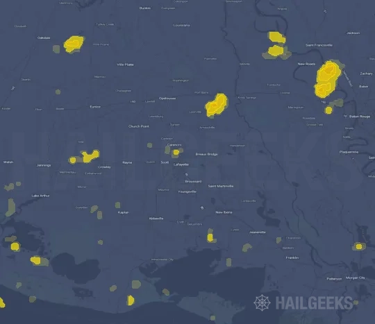 Hail map for Lafayette, LA