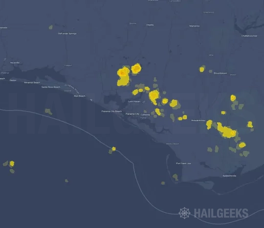 Hail map for Panama City, FL
