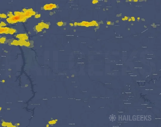 Hail map for Clarksville, TN