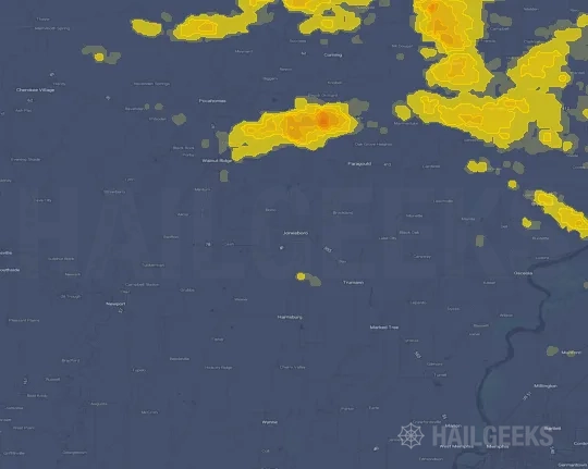 Hail map for Jonesboro, AR