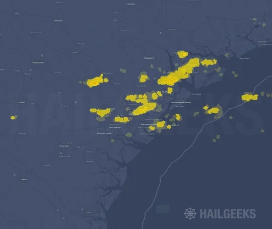 Hail map for Savannah, GA