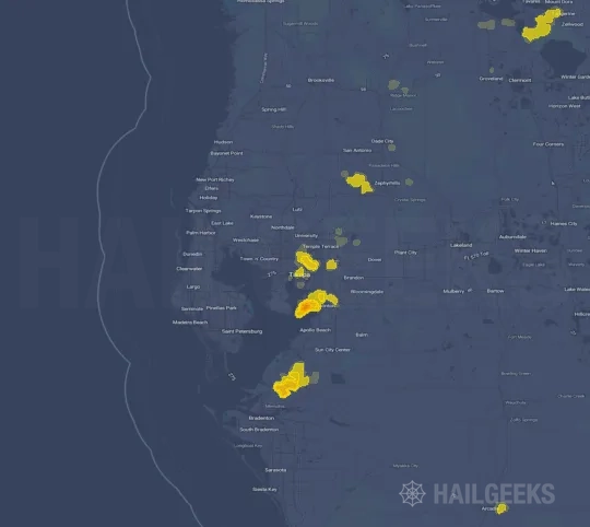 Hail map for Tampa, FL