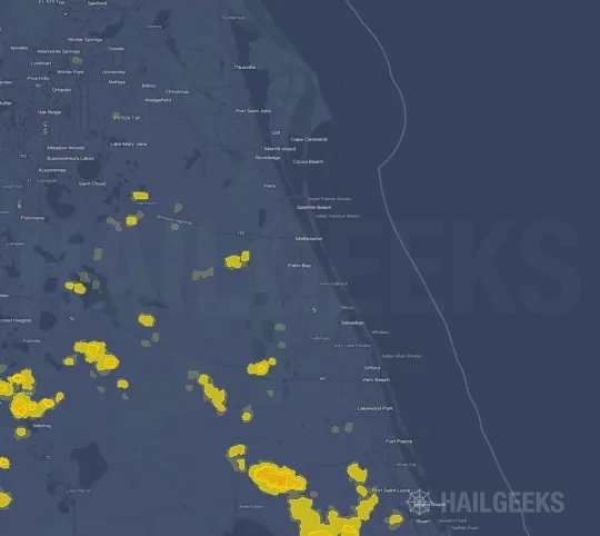 Hail map for Palm Bay, FL