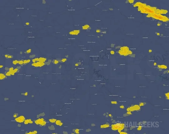 Hail map for Nashville, TN