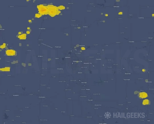 Hail map for Oklahoma City, OK