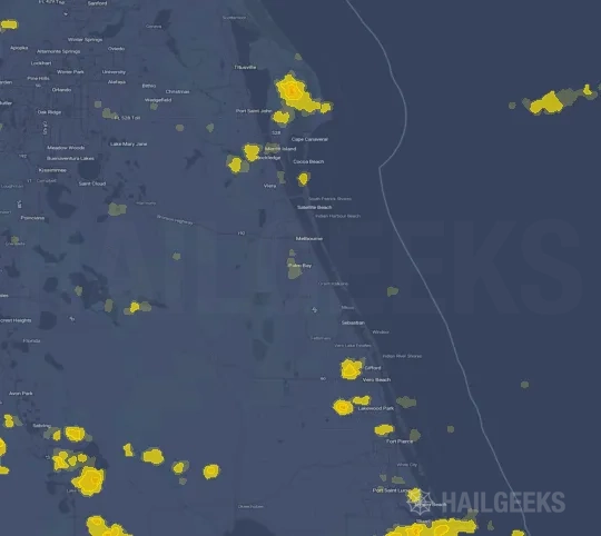 Hail map for Palm Bay, FL