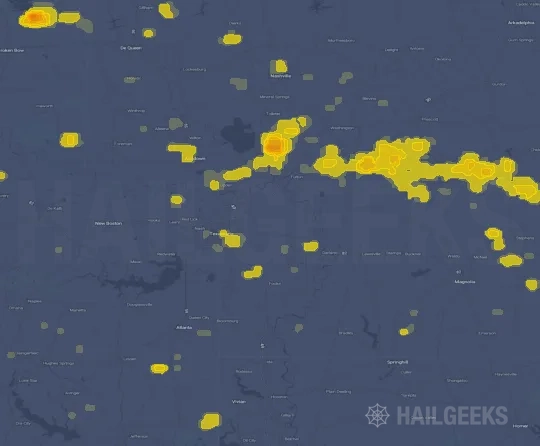 Hail map for Texarkana, AR
