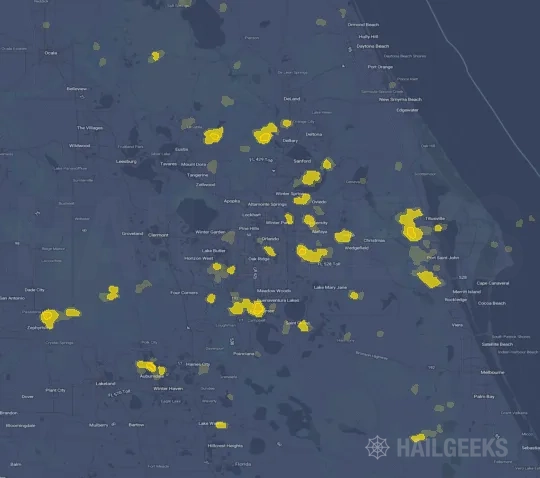 Hail map for Orlando, FL