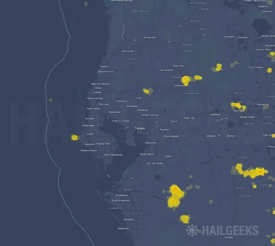 Hail map for Tampa, FL