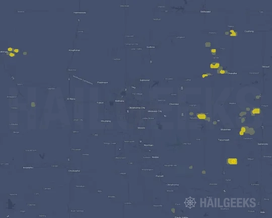 Hail map for Oklahoma City, OK