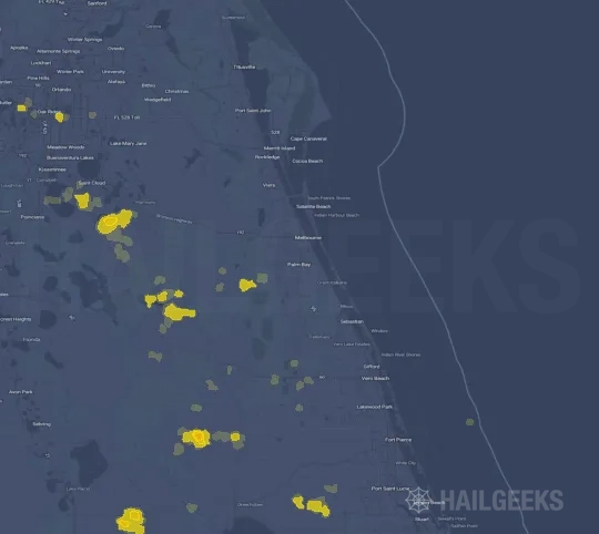 Hail map for Palm Bay, FL