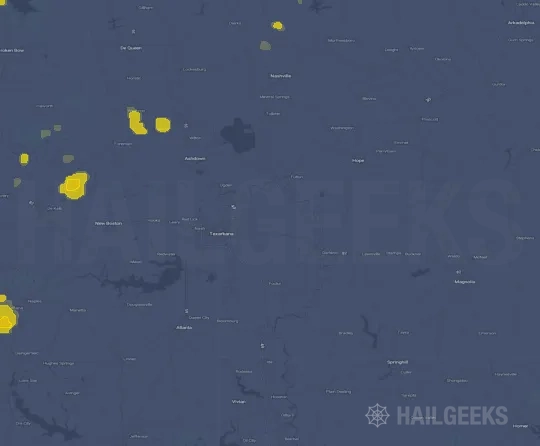 Hail map for Texarkana, AR