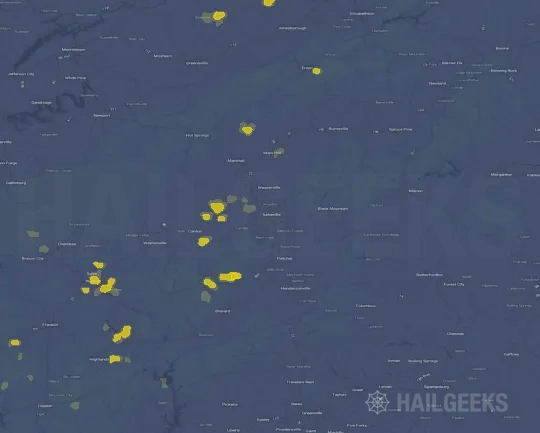 Hail map for Asheville, NC