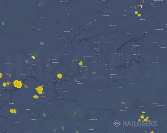 Hail map for Knoxville, TN