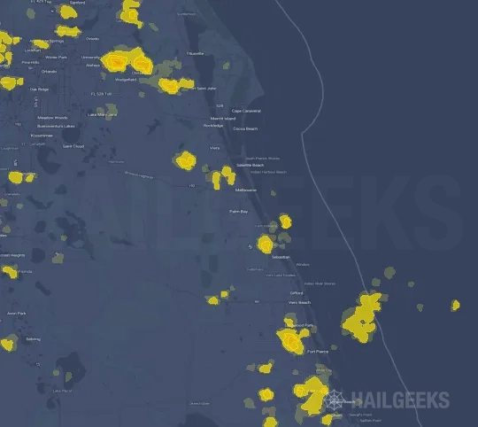 Hail map for Palm Bay, FL