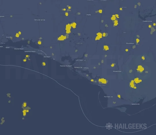 Hail map for Panama City, FL