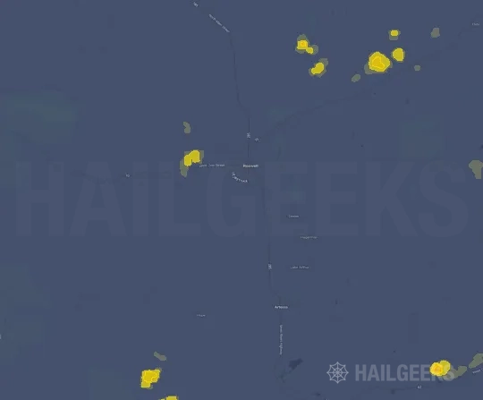 Hail map for Roswell, NM on Jul 18, 2026