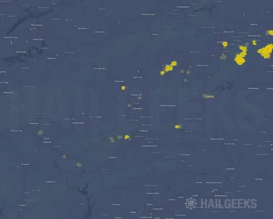 Hail map for Asheville, NC