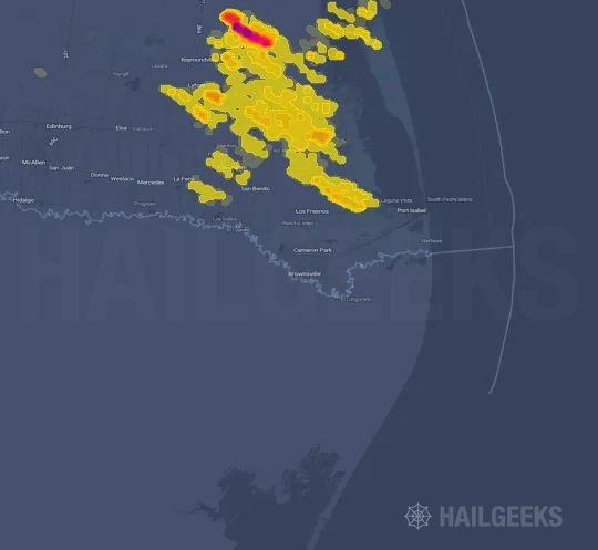 Hail map for Brownsville, TX