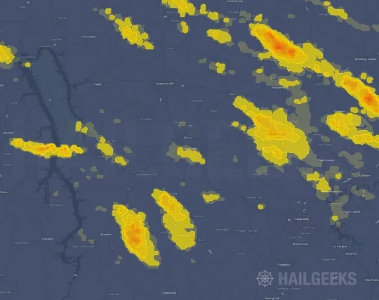 Hail map for Clarksville, TN