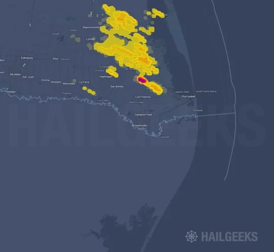 Hail map for Brownsville, TX