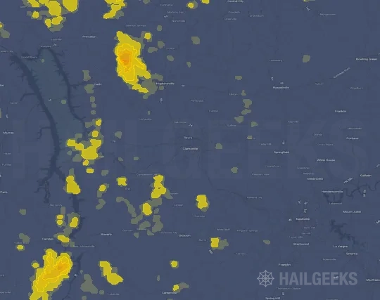 Hail map for Clarksville, TN