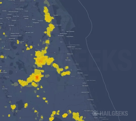 Hail map for Palm Bay, FL