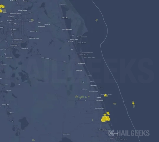 Hail map for Palm Bay, FL