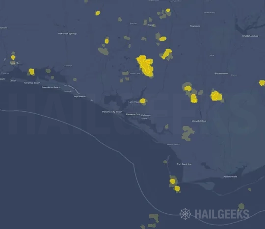 Hail map for Panama City, FL