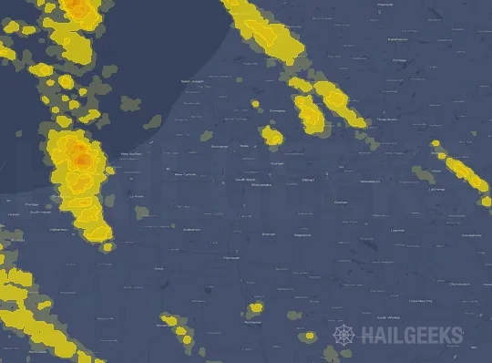 Hail map for South Bend, IN