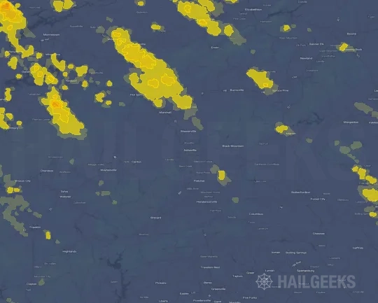 Hail map for Asheville, NC