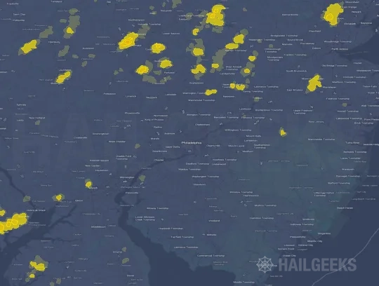 Hail map for Philadelphia, PA