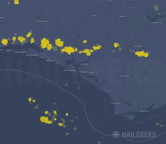 Hail map for Panama City, FL