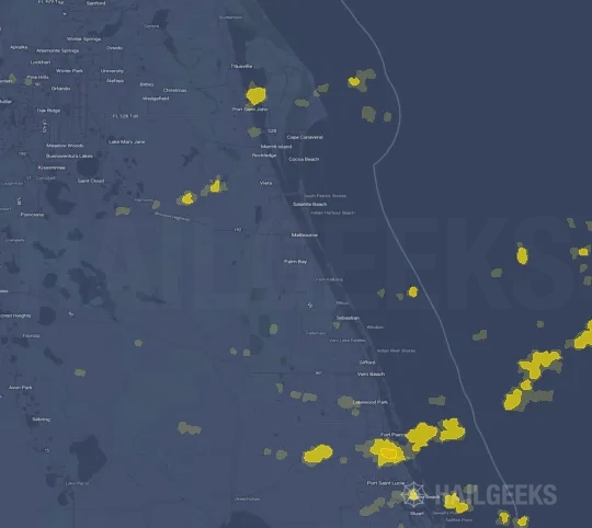 Hail map for Palm Bay, FL