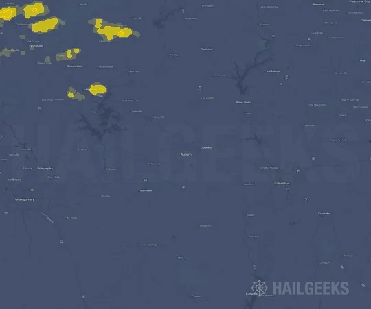 Hail map for Auburn, AL