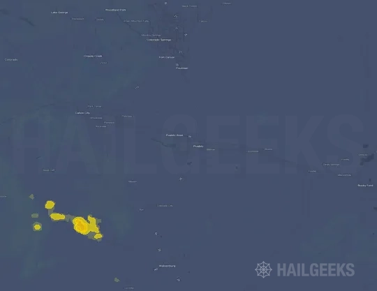 Hail map for Pueblo, CO on Aug 1, 2026
