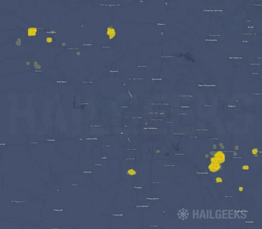 Hail map for San Antonio, TX
