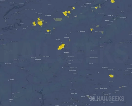 Hail map for Asheville, NC