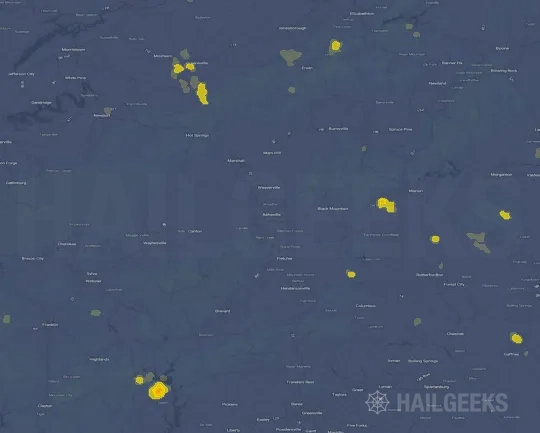 Hail map for Asheville, NC