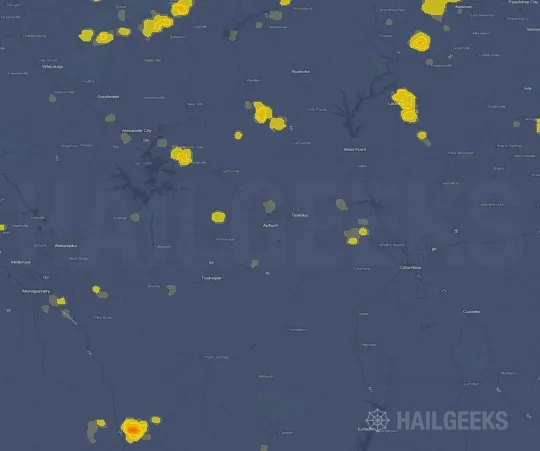 Hail map for Auburn, AL