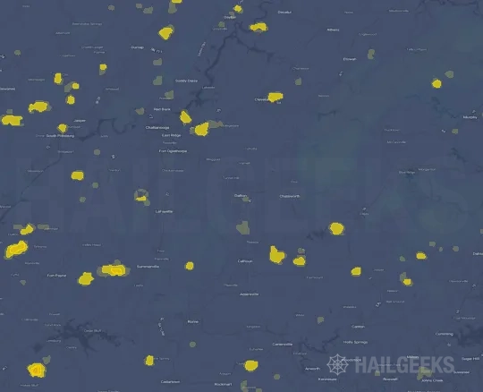 Hail map for Dalton, GA